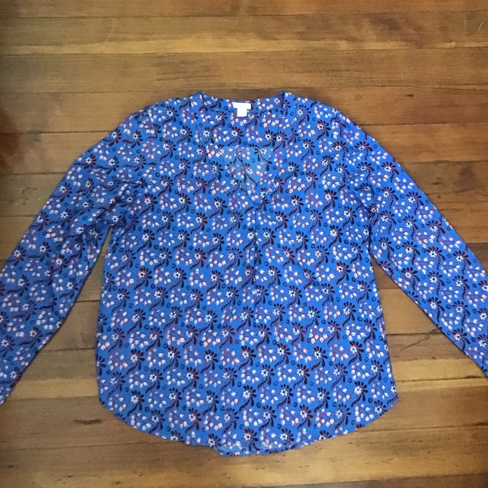 J. Crew Factory Printed V-Neck Blouse